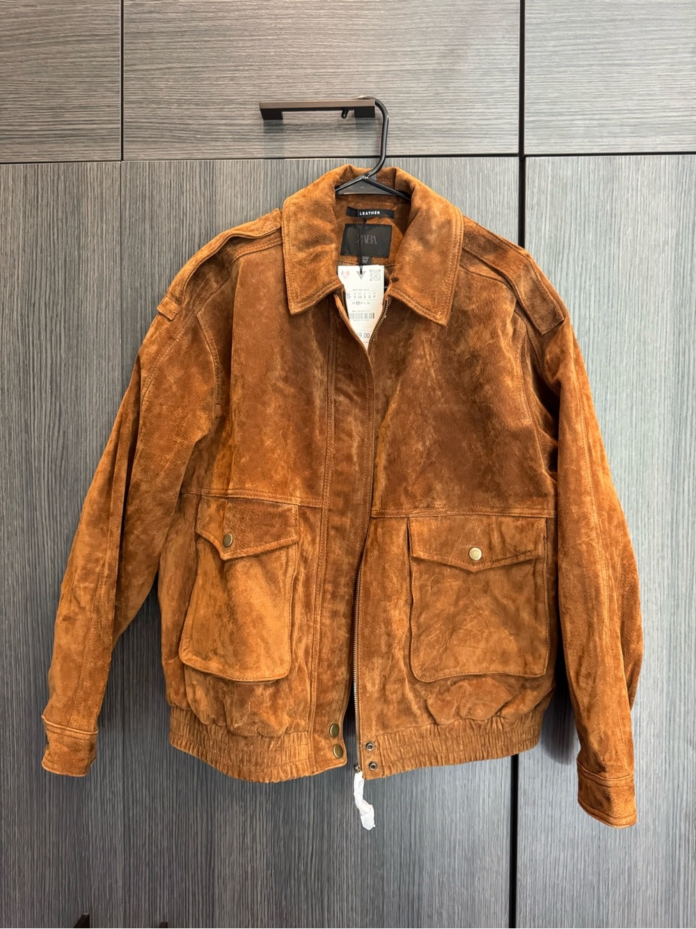 Zara Suede Bomber Jacket - Brown Size Small NWT